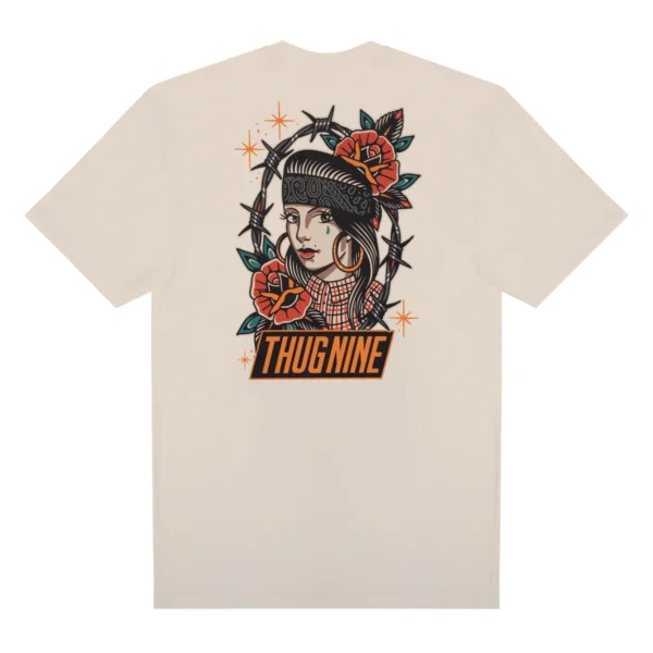 CAMISETA THUG NINE CHICANA COLORS OFF WHITE