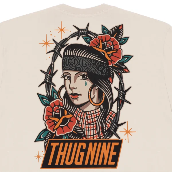 CAMISETA THUG NINE CHICANA COLORS OFF WHITE