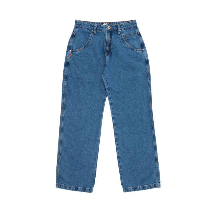 CALCA JEANS HIGH COMPANY LOGO LINE AZUL