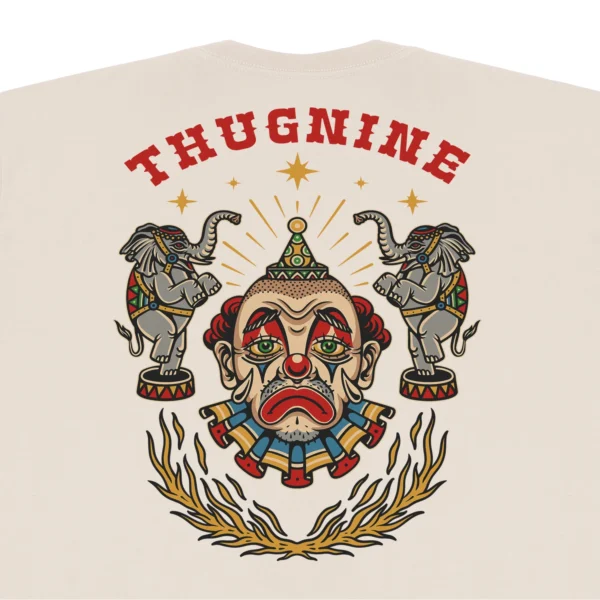 262748-5 CAMISETA THUG NINE SAD CLOWN CREME