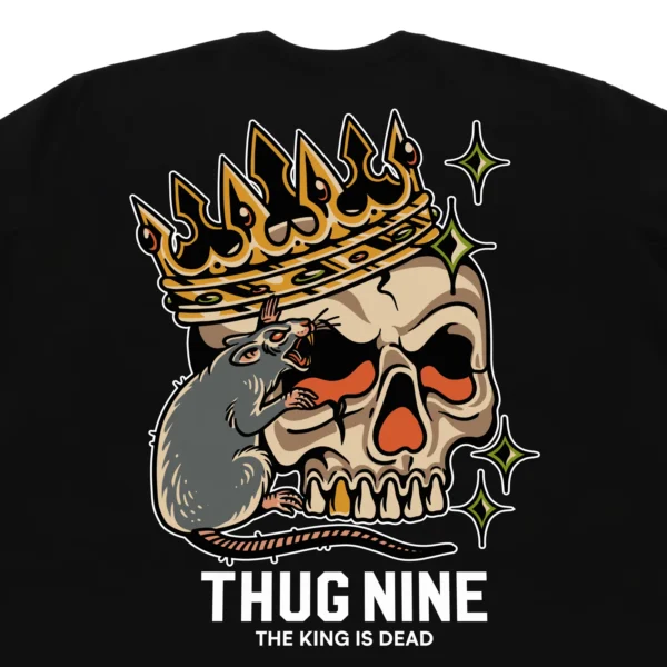 263144-5 CAMISETA THUG NINE KING IS DEAD PRETA