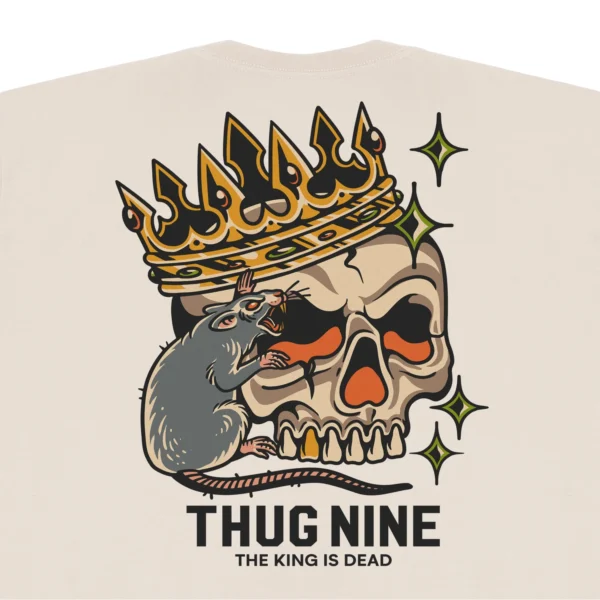 263150-5 CAMISETA THUG NINE KING IS DEAD CREME