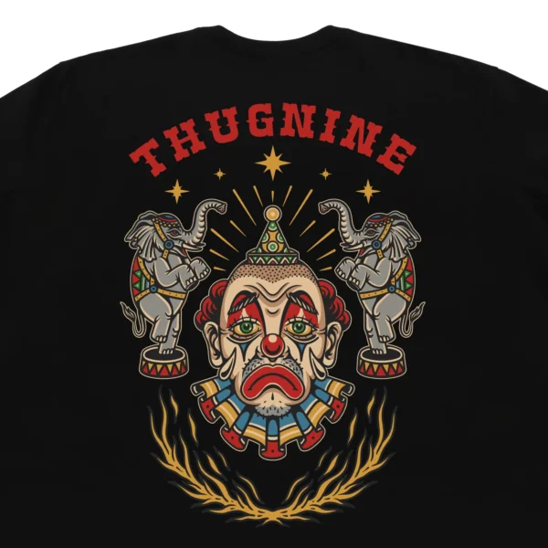 262754-5 CAMISETA THUG NINE SAD CLOWN PRETA