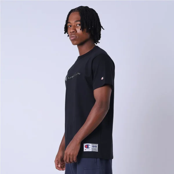 GT220B-Y08069COR-2-009.jpg CAMISETA CHAMPION LOGO BORDADO MALHAO PRETA/VERDE
