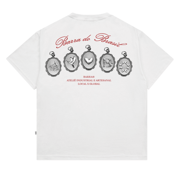 CAMISA MEDALHAS BRANCA VERSO CAMISETA BARRA CREW MEDALHAS BRANCA