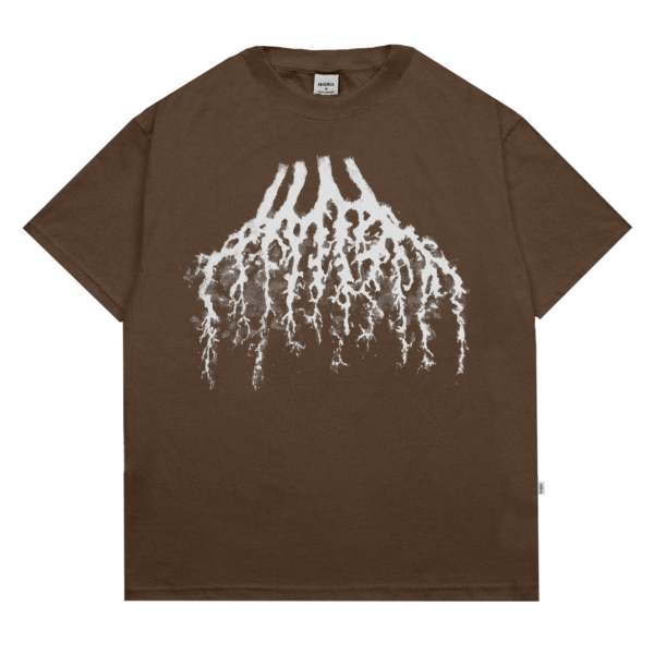 CAMISA RAÍZES MARROM FRENTE CAMISETA BARRA CREW RAIZES MARROM