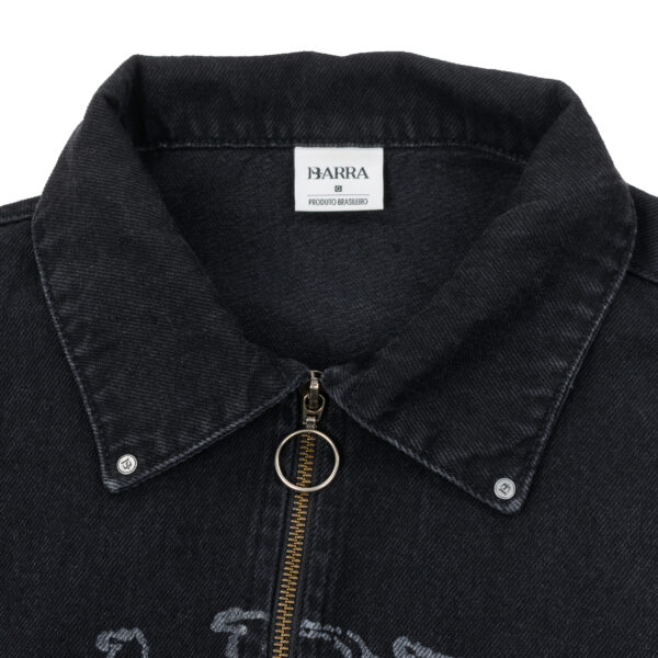 JAQUETA JEANS MASCARADOS ESTONADA PRETA DT 01 JAQUETA JEANS BARRA CREW MASCARADOS ESTONADA PRETA