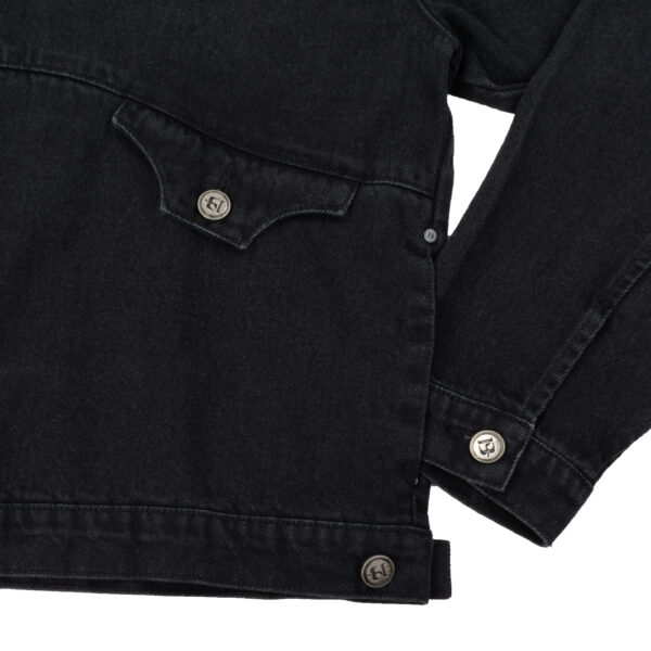 JAQUETA JEANS MASCARADOS ESTONADA PRETA DT 03 JAQUETA JEANS BARRA CREW MASCARADOS ESTONADA PRETA