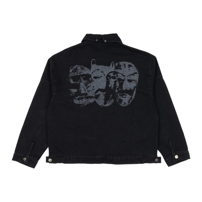 JAQUETA JEANS BARRA CREW MASCARADOS ESTONADA PRETA
