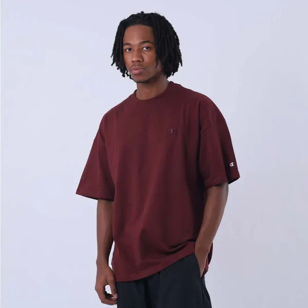 T79188B-CLOGEVA-2-180 CAMISETA OVERSIZED CHAMPION C LOGO SURTON BORDO