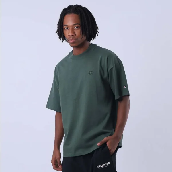 T79188B-CLOGEVA-2-449 CAMISETA OVERSIZED CHAMPION C LOGO SURTON VERDE MILITAR