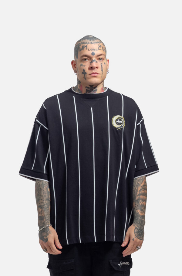 1-10 CAMISETA HUGE APPROVE MASTER LISTRAS PRETA