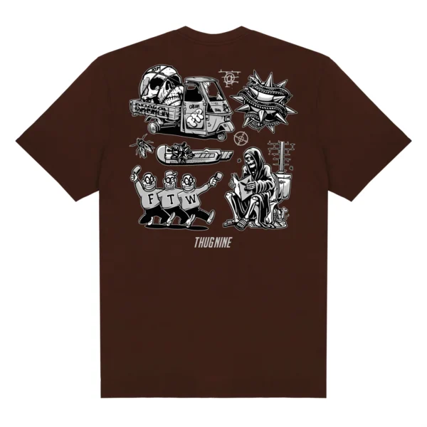 262766-2 CAMISETA THUG NINE TURMOIL MARROM