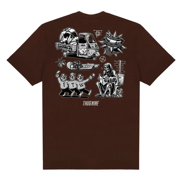 CAMISETA THUG NINE TURMOIL MARROM