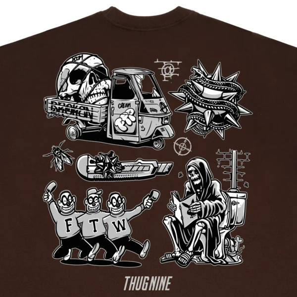 262766-5 CAMISETA THUG NINE TURMOIL MARROM