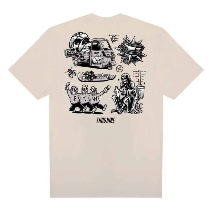 CAMISETA THUG NINE TURMOIL CREME