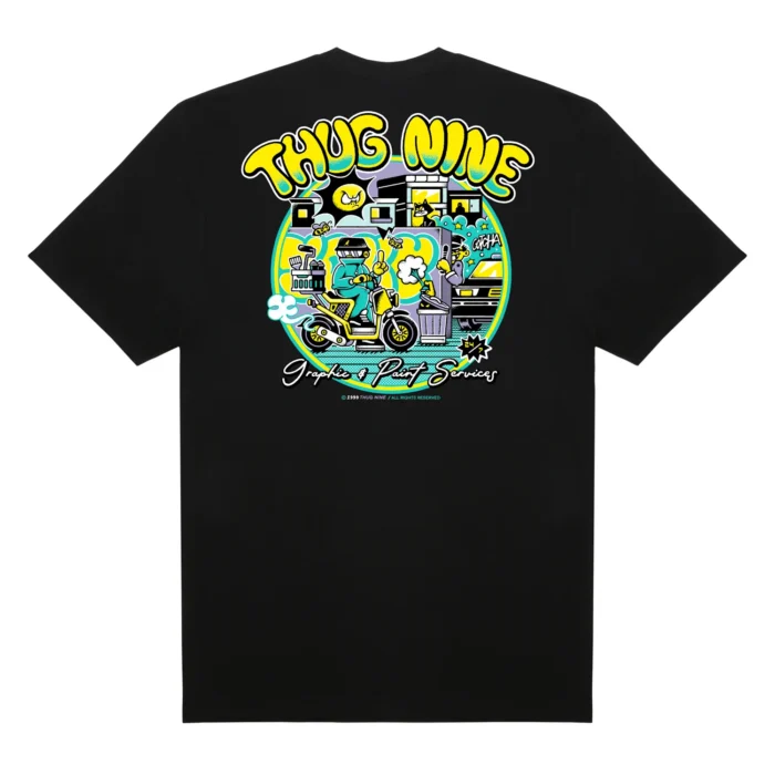 CAMISETA THUG NINE PAINT SERVICES PRETA