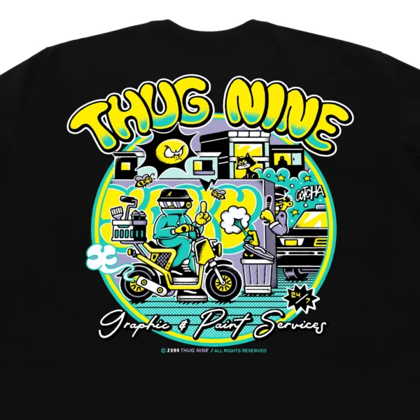 262778-4 CAMISETA THUG NINE PAINT SERVICES PRETA
