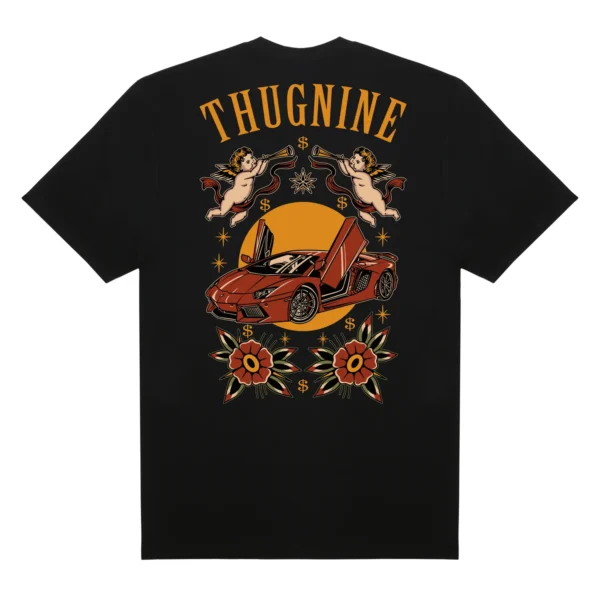 263138-2 CAMISETA THUG NINE LAMBORGHINI PRETA