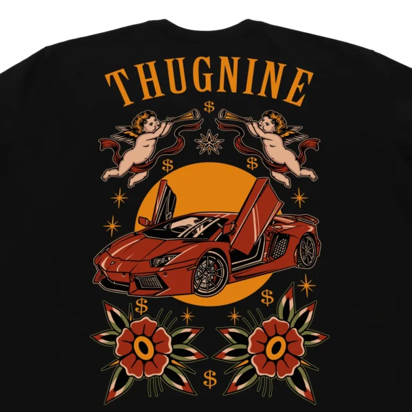 263138-5 CAMISETA THUG NINE LAMBORGHINI PRETA