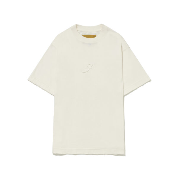 CAMISA B REFLEXO OFFWHITE FRENTE CAMISETA BARRA CREW B GARÇA ALTO RELEVO OFF WHITE