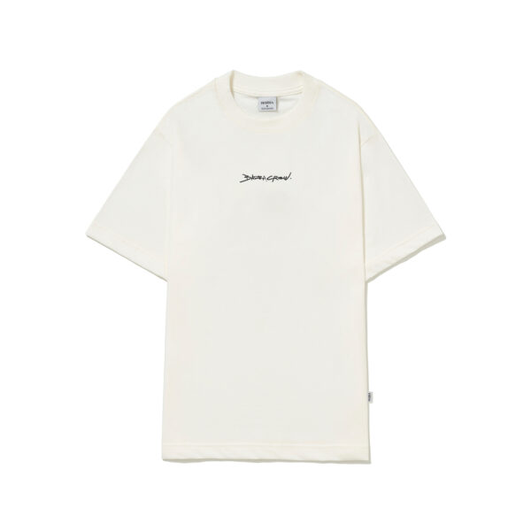 GOODS-OFF-FRENTE CAMISETA BARRA CREW GOODS LOGO HANDMADE OFF WHITE