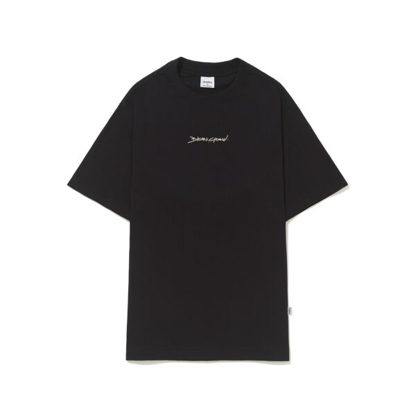 GOODS-PRETA-FRENTE CAMISETA BARRA CREW GOODS LOGO HANDMADE PRETA