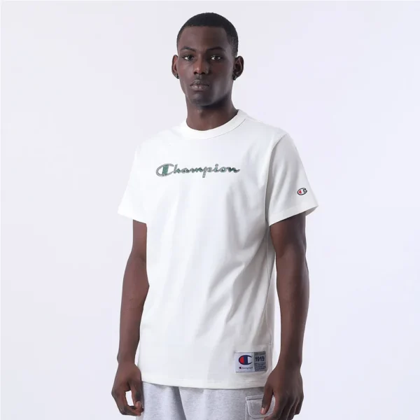 GT220B Y08069RTC-2-089 CAMISETA CHAMPION HERITAGE SCRIPT RUST OFF WHITE