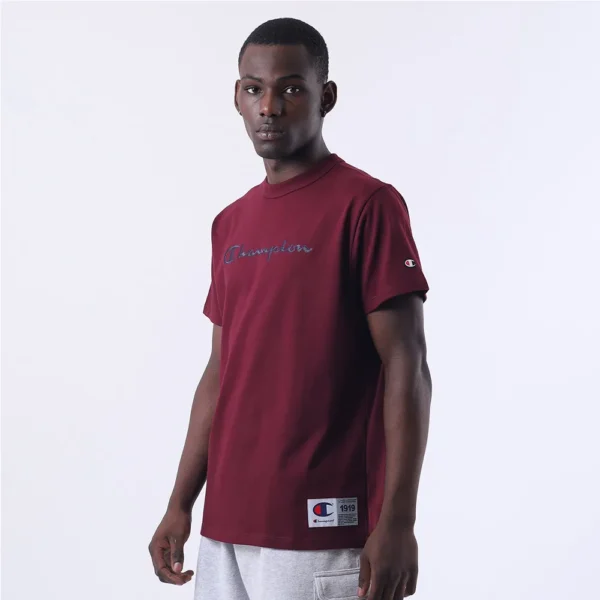 GT220B Y08069RTC-2-180 CAMISETA CHAMPION HERITAGE SCRIPT RUST VINHO