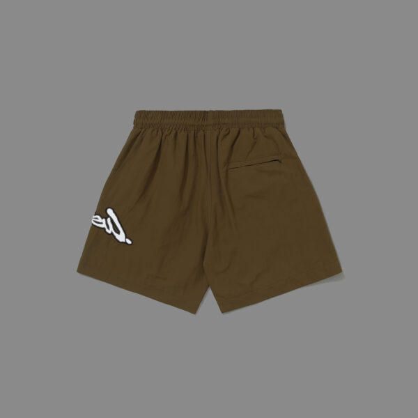 SHORT-SIGNATURE-BEGE-VERSO SHORT BARRA CREW ASSINATURA LOGO VERDE