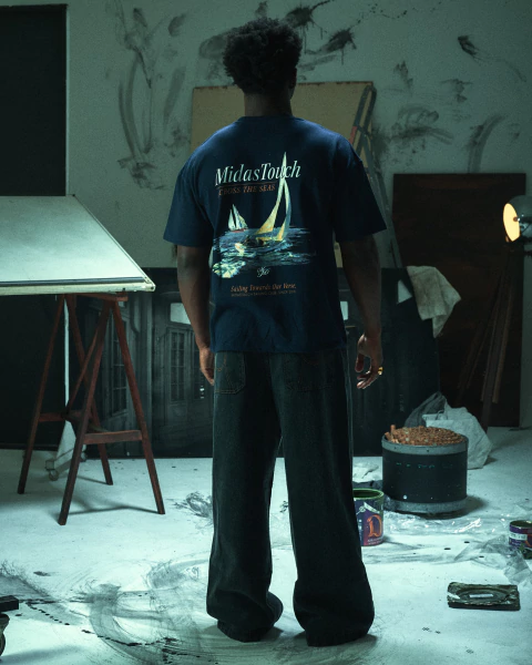 CAMISETA MIDAS TOUCH BOATS MARINHO (BOXY)