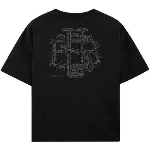 CAMISETA SUBURB COMPANY (BOXY) MONOGRAM PRETA