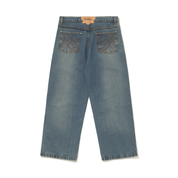CALÇA BARRA CREW JEANS RETA AZUL