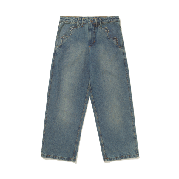 CALÇA BARRA CREW JEANS RETA AZUL