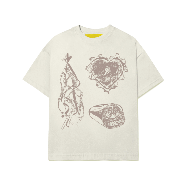 CAMISETA BARRA CREW ICONOGRAFIA ESTONADA BEGE