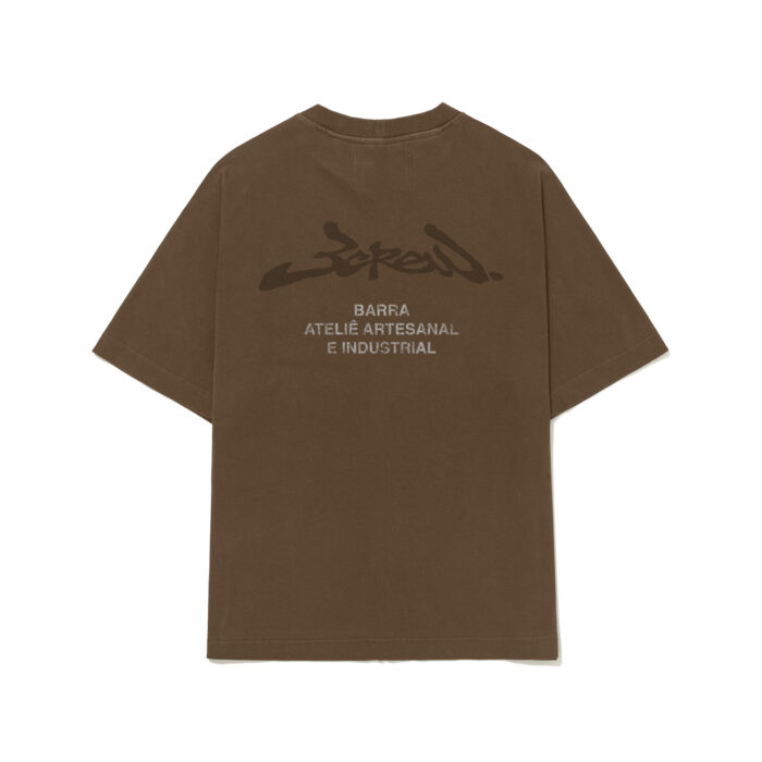 CAMISETA BARRA CREW ASSINATURA ATELIE ESTONADA MARROM