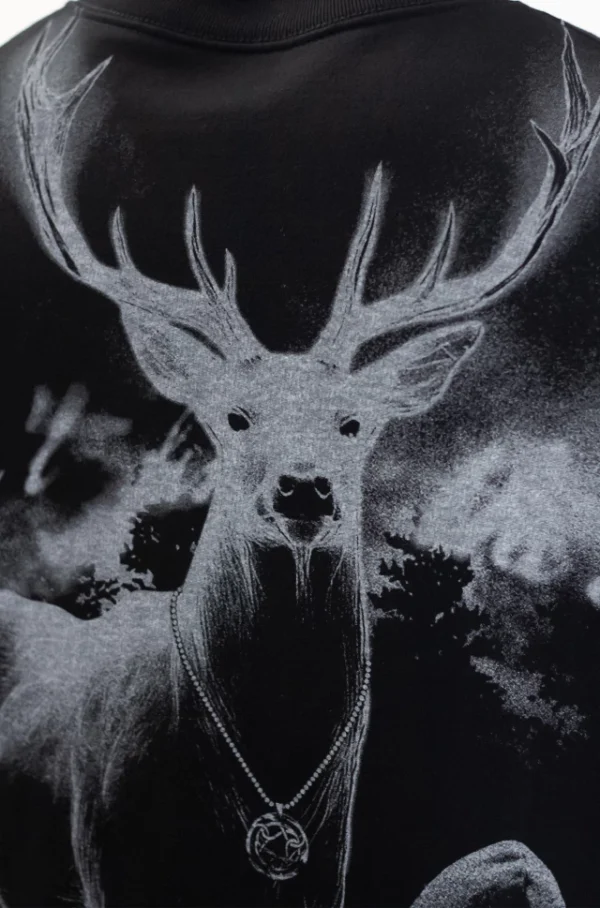 CAMISETA APPROVE OVERSIZED ANIMALS DEER PRETA