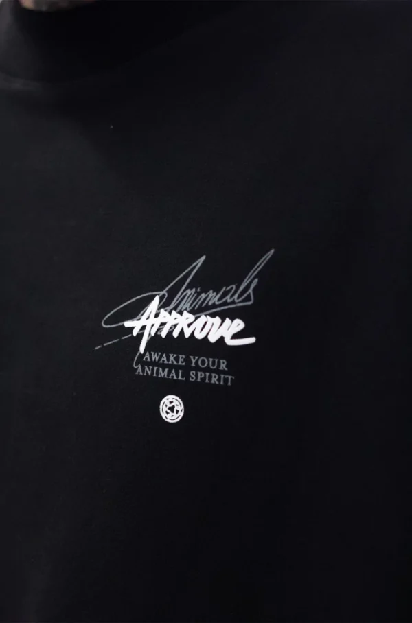 CAMISETA APPROVE OVERSIZED ANIMALS DEER PRETA