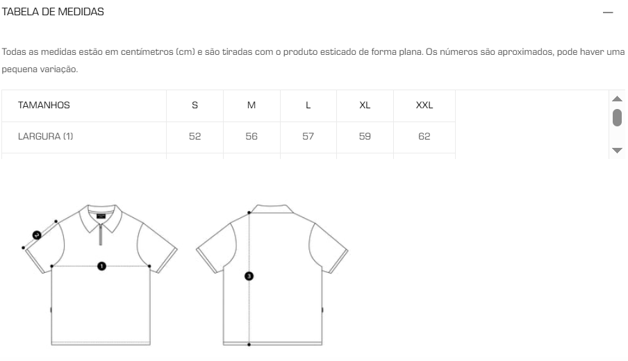 Tabela de Medidas