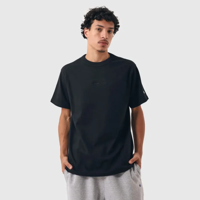 GT220B-Y08541-1-009 CAMISETA CHAMPION LIFE HERITAGE MINI SCRIPT LOGO PRETO