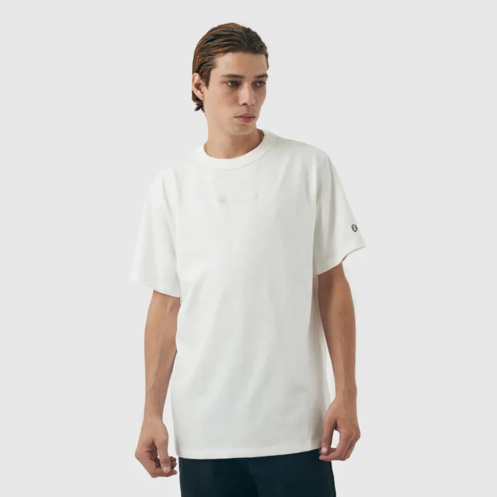 GT220B Y08541-1-089 CAMISETA CHAMPION LIFE HERITAGE MINI SCRIPT LOGO BRANCA