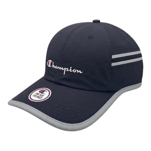 H91-6882-006_zoom1 BONÉ CHAMPION SIX PANEL NYLON ZIP SCRIPT PRETO E CINZA