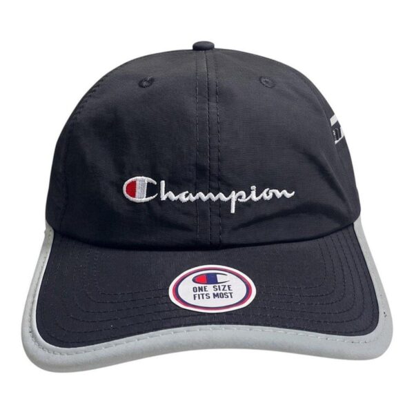 H91-6882-006_zoom2 BONÉ CHAMPION SIX PANEL NYLON ZIP SCRIPT PRETO E CINZA
