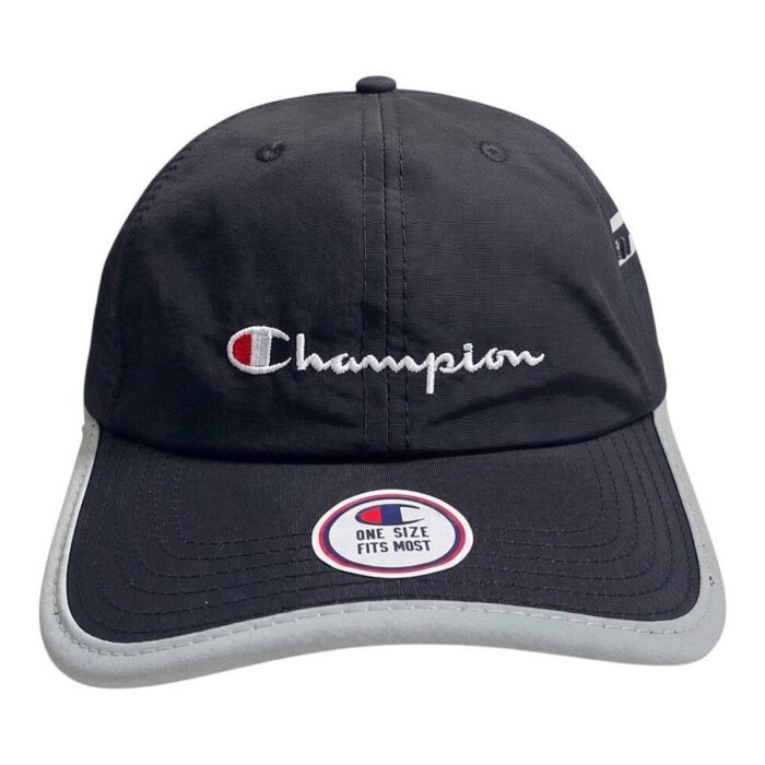 H91-6882-006_zoom2 BONÉ CHAMPION SIX PANEL NYLON ZIP SCRIPT PRETO E CINZA