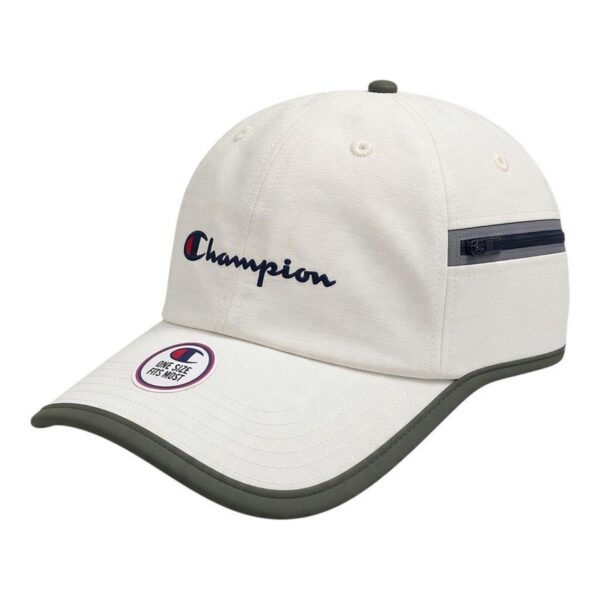 H91-6882-205_zoom1 BONÉ CHAMPION SIX PANEL NYLON ZIP SCRIPT OFF WHITE E VERDE