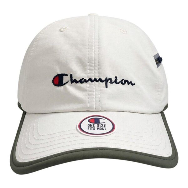 H91-6882-205_zoom2 BONÉ CHAMPION SIX PANEL NYLON ZIP SCRIPT OFF WHITE E VERDE