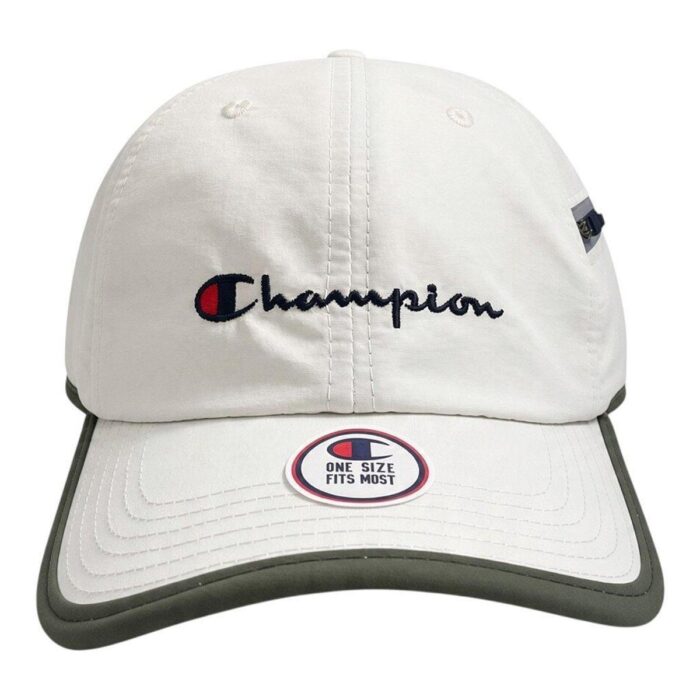 H91-6882-205_zoom2 BONÉ CHAMPION SIX PANEL NYLON ZIP SCRIPT OFF WHITE E VERDE